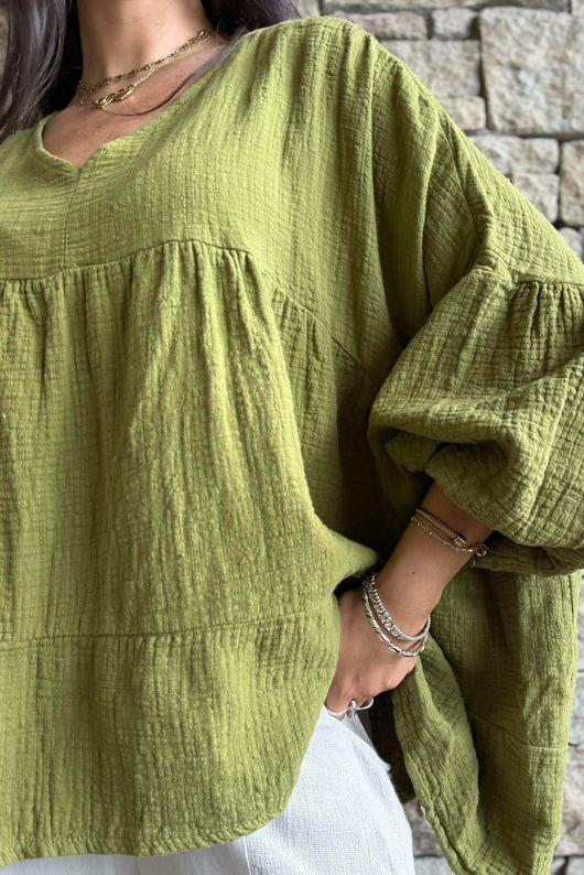 Suri Cushion Cotton Artist Smock Olive